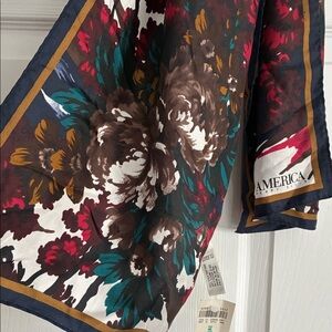 100% Silk Perry Ellis Multi-colored Scarf, Vintage, Oblong shape